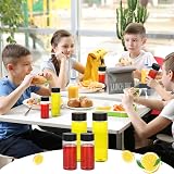 Friusate 6 Pcs Plastic Juice Bottles 400ml 300ml Clear PET with Black Lids view 5