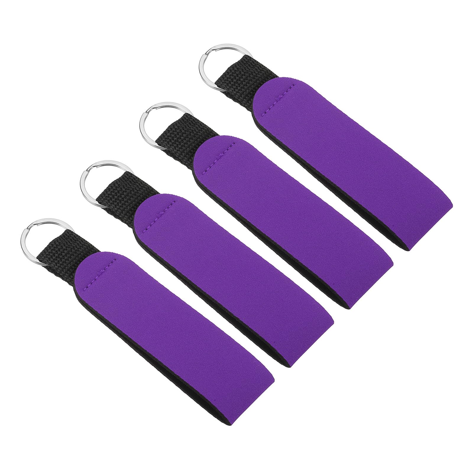 PATIKIL Floating Neoprene Keychain, 4 Pcs Waterproof Buoyant Key Ring Sublimation Float Keychain for Outdoor Water Sports, Dark Purple