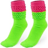 Flagsky Neon Slouch Socks,80s 90s outfits for women Soft Extra Long Scrunch Knee High Leg Warmers, Perfect for Party