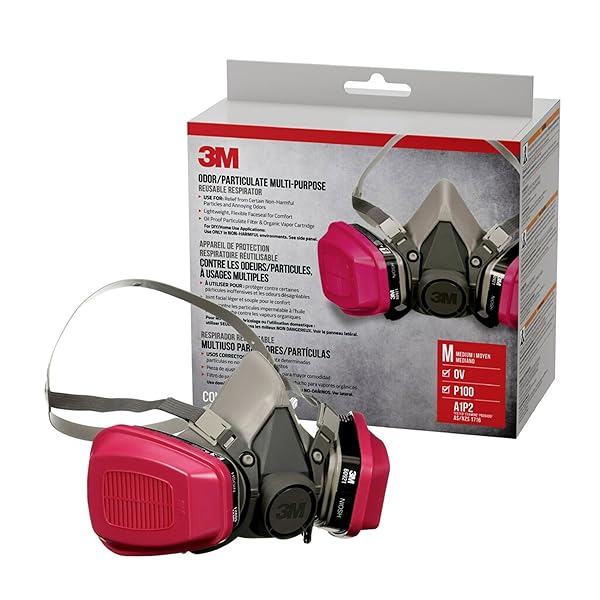 3M P100/OV ODOR/PARTICULATE MULTI-PURPOSE REUSABLE RESPIRATOR 65021, MEDIUM SIZE, NIOSH-APPROVED ORGANIC VAPOR CARTRIDGE & P100 RATED FILTERS, FLEXIBLE, THERMOPLASTIC FACESEAL FOR COMFORT (65021H1-DC)