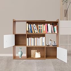 LOHISHILO 3 Tier Bookshelf Tall Bookcase Storage