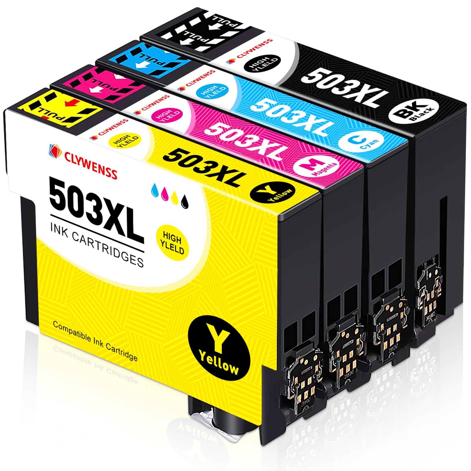 Clywenss 503XL Ink Cartridges Compatible with Epson 503 XL for Expression Home XP-5200 XP-5205 XP5200 XP5205 Workforce WF-2960DWF WF-2965DWF WF-2960 WF-2965 DWF Printer, 4-Pack (BK C M Y)