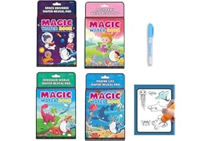 Palumma 4 Pack Reusable Water Coloring Book Set Mess-Free Water Doodle Book with Pens for Creative Play and Travel