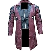 The Jasperz Punk Rave Poison Black & Maroon Jacket Mens Faux Leather Goth Steampunk Military Coat, XXS-3XL