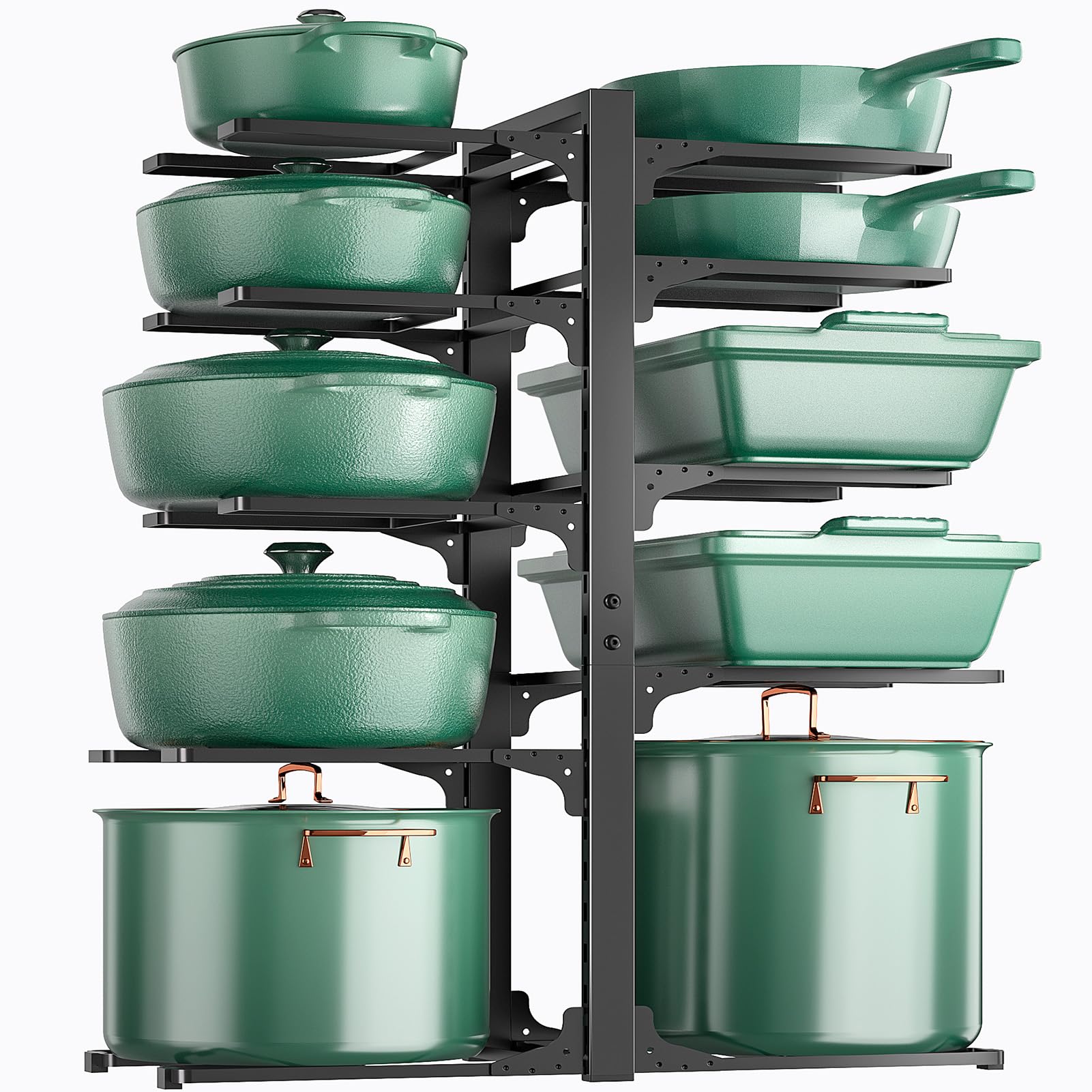 Photo 1 of ORDORA 10-Tier Pots and Pans Organizer under Cabinet, Kitchen Cabinet Organizers and Storage, Heavy Duty Pots and Pan Storage Rack Organizer inside Cabinet, Adjustable