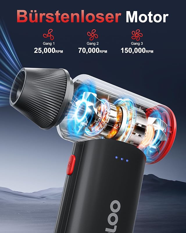F3 150000RPM Kabelloser Mini-Staubgebläse für PC & Auto