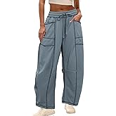Athlisan Womens Baggy Barrel Pants Wide Leg Lounge Drawstring Sweatpants with Pockets
