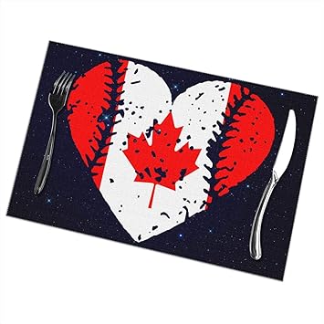 Amazon Com Skirt6chmas Baseball Heart Canada Flag Placemats
