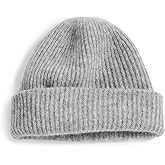 White & Warren Women's Cashmere Plush Rib Beanie, Grey Heather, One Size