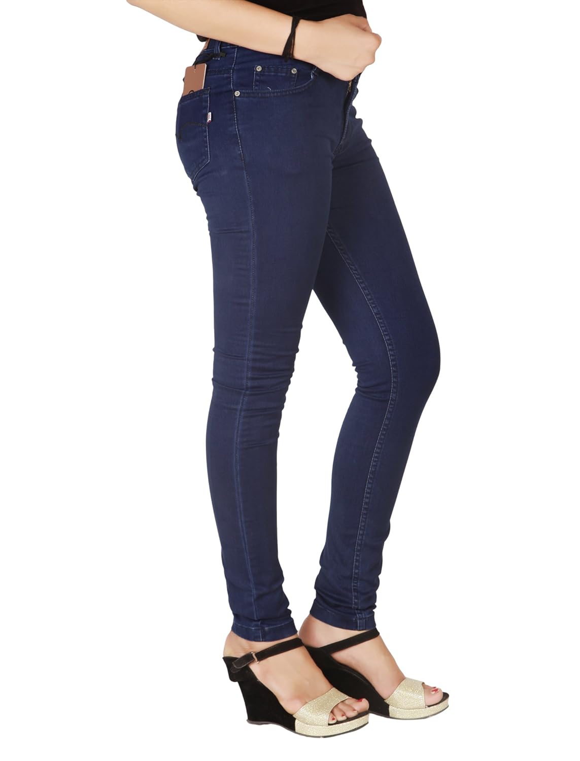 flirt nx women's denim stretchable dark blue slim fit jeans