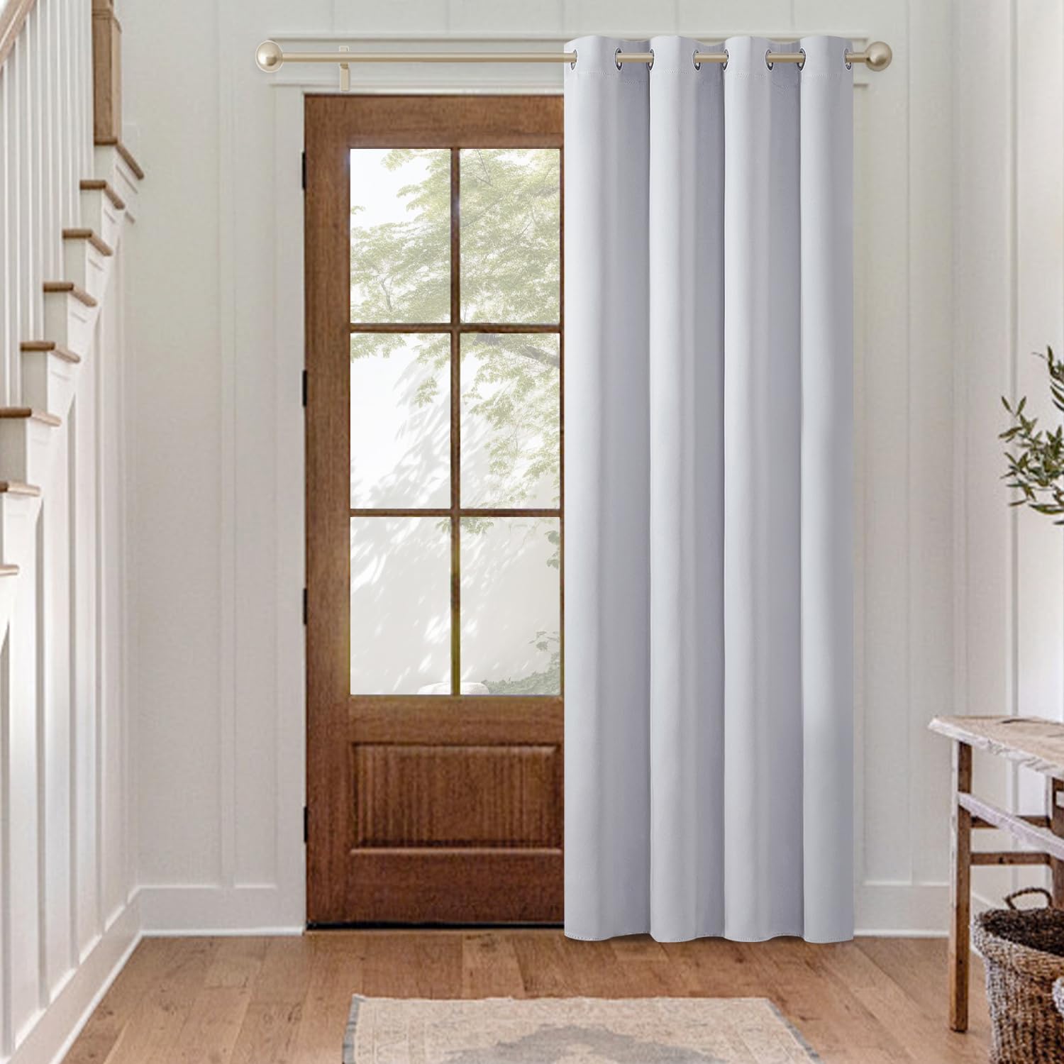 MIULEE Blackout Curtain for Living Room, Super Soft Black Out Curtain with Eyelet, Thermal Insulated Room Darkening Window Drape for Bedroom W55 X L88 inch Greyish-white, 1 Panel