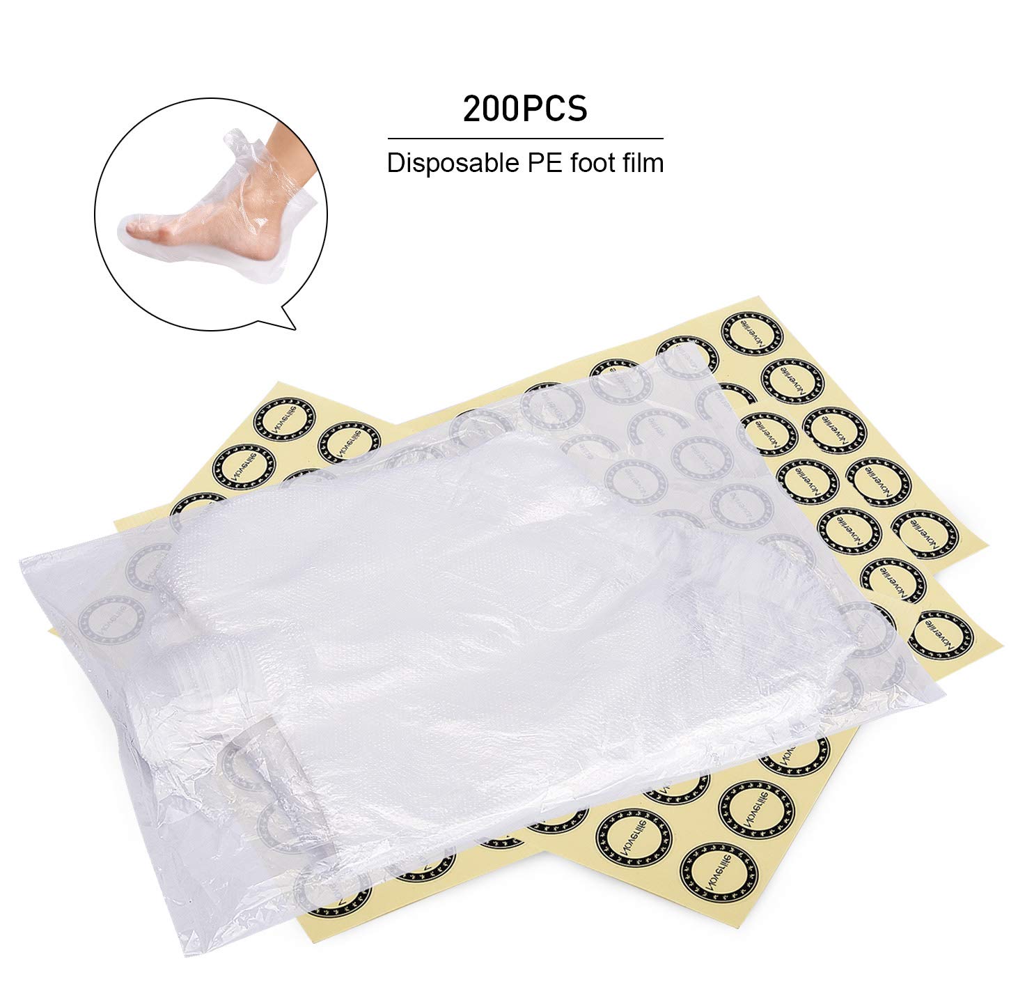 Noverlife 200PCS Clear Plastic Disposable Booties, Paraffin Bath Liners for Pedicure Hot Spa Wax Treatment, Thermal Paraffin Wax Therapy Foot Covers Protector Liners: Beauty