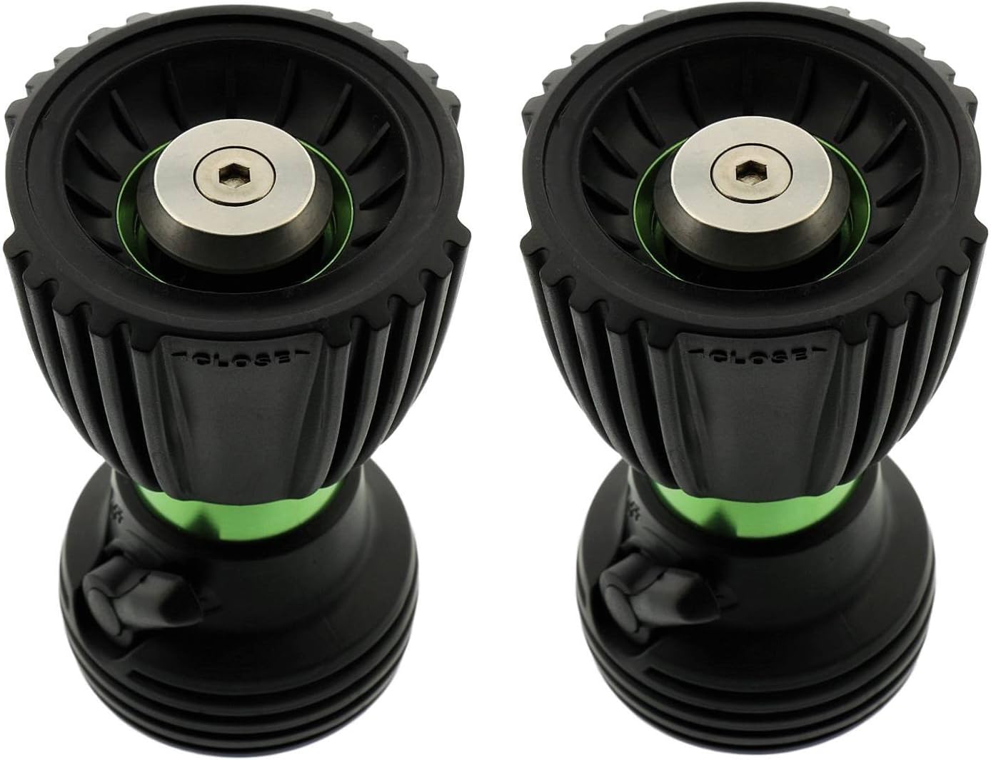 Ultimate Fireman’s 5 Spray Pattern Water Hose Nozzle w/Built-in Shutoff Valve - Powerful Water Jet for Heavy Duty Cleaning to Soft Sprayer for Watering a Lawn or Garden Flowers – Sage Green- 2pk