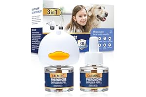 TTLXRL Dog Pheromones Calming Diffuser 3 in 1 Pheromone Appeasing Pet Diffuser to Calm Kit (Plug in+ 2 Pack 48ml Refill) for Anxiety Relief Reduce Aggression Fighting Barking Stress 60 Day Supply(Tasteless)
