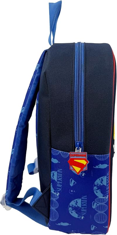 Superman, Mochila Infantil, Mochila Escolar, Medidas 30 cm, Material Escolar, Mochila, Cor Azul, Produto Oficial
