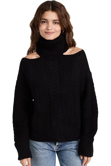Asymmetric Cut Out Shoulder Sweater 
