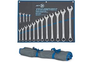 JET Combination Wrench Set - SAE Raised Panel Wrenches with Storage Pouch - 16 Pieces