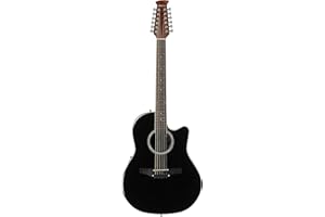 Ovation Applause 12 String Acoustic Guitar, Right, Black, Mid Depth Body (AB2412II-5)