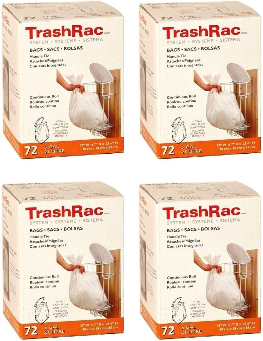 Sunbeam Trashrac Trash Bags 5 Gal. 0.7 Mil 72 Bags (Pack of 4)
