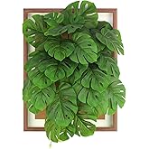 UBOSU Artificial Plants Wall Hanging Decor Monstera 3D Decorative Painting Wooden Frame Size 17" x 13" (Green, 17"x13")