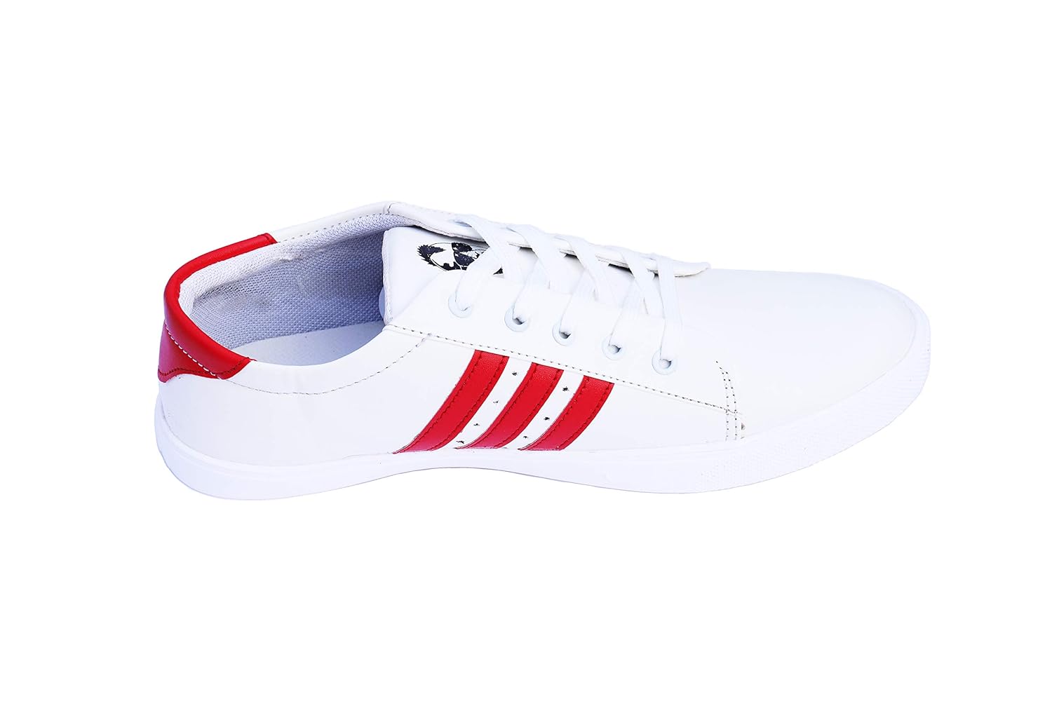 red and white striped shoes