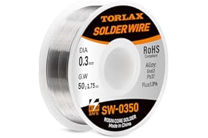 TORLAX 63-37 Tin Lead Solder Wire (0.3mm, 50g) - High Purity Rosin Core Electrical Solder for Electronics, 1.8% Flux