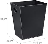 Relaxdays Log Basket Firewood Storage Bin Imitation Leather Black Carry Handle view 4