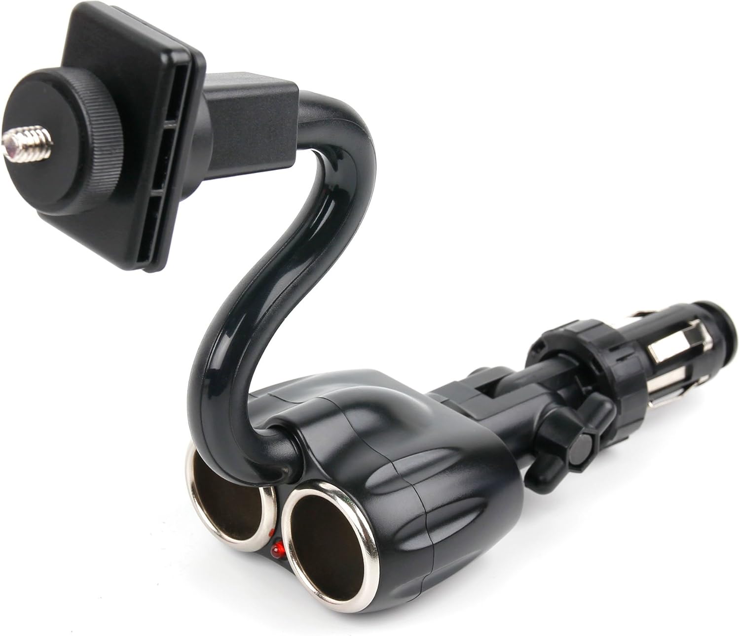 DURAGADGET Adjustable in-Car Mount w/Dual Port Cigarette Lighter Charger - Compatible with Nextbase in Car Cam 202 Lite DVR/Transcend DrivePro 200 /Hama Star 60 & Daytour 20