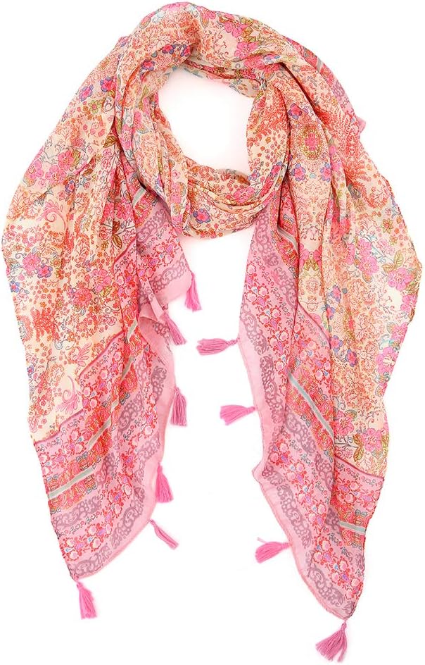 Womens Scarf Lightweight Floral Shawl Wraps Long Head Scarfs for Women