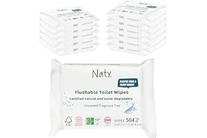 Eco by Naty Flushable Baby Wipes - Compostable and Plant-Based Wipes, Chemical-Free and Hypoallergenic Baby Wipes Safe for Baby Sensitive Skin, 42 Wipes Per Pack (12 Pk)