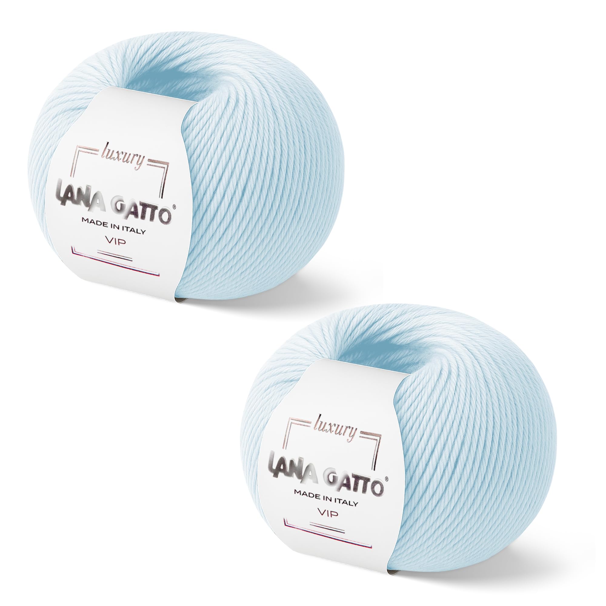 Cashmere and Extra-fine Merino Wool Knitting Balls, Lana Gatto VIP Line, 100 gr., 400 mt, (Light Blue, 2)