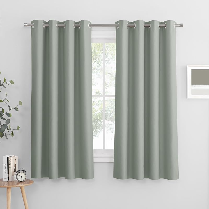 PONY DANCE Sage Green 2 Pieces Thermal Blackout Curtains 52x63 Eyelet