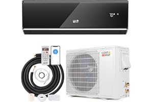 COSTWAY Mini climatiseur et chauffage divisés compatibles Wi-Fi 12 000 BTU 22 SEER2 208-230 V Refroidit jusqu'à 70 m², effica