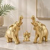 BIINEEST Elephant Statue Decor Gold Elephant Figurines Gifts for Women | Elephant Statue Decorativos para Sala, Resin Elephants Good Luck Gifts for Mom Women, Gold Elephant Decor for Living Room