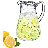 Amazing Abby - Droply - Plastic Pitcher (64 oz, 2 Quart), Clear Water Pitcher with Lid, Fridge Jug, BPA-Free, Shatter-Proof, Great for Iced Tea, Sangria, Lemonade, Juice, Milk, and More