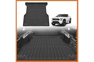 TripleAliners Truck Bed Mat Compatible with 2024 Toyota Tacoma Accessories 5FT Vehicle Bed Mat Perfectly Flush All Weather Protection TPE Heavy Duty Pickup Car Bed Cargo Mat