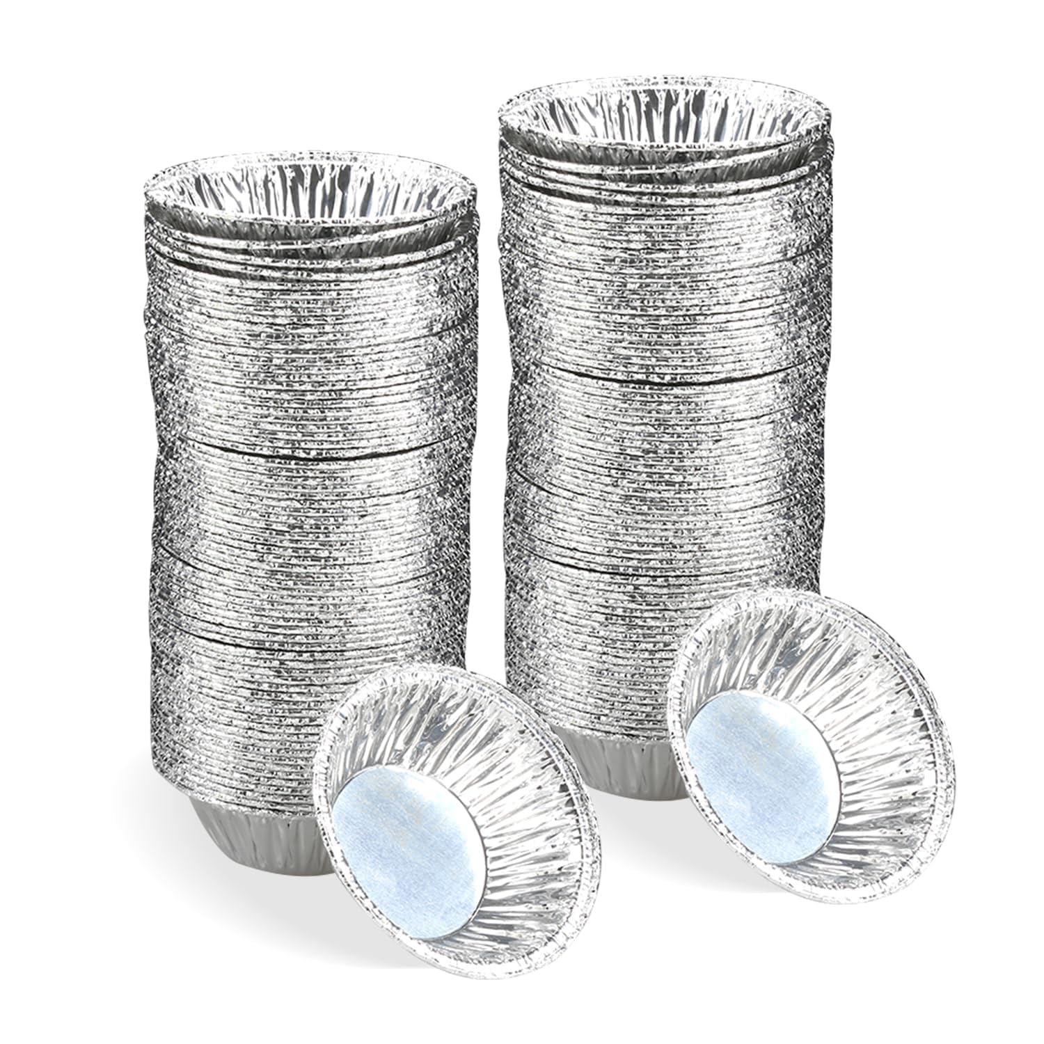 Tabanzhe 100 PCS Disposable Tart Foil,7x2x4cm Cake Tarts Cupcakes,Foil Cups Mini Round Baking Tray for Small Pie Muffin Pudding Bakeware Family Dinner Friends Party Wedding