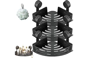Triangle Suction Cup Shower Caddy, No-Drill Bathroom Suction Storage Box, ABS and Heightened Design, Corner Shower Caddy Suct