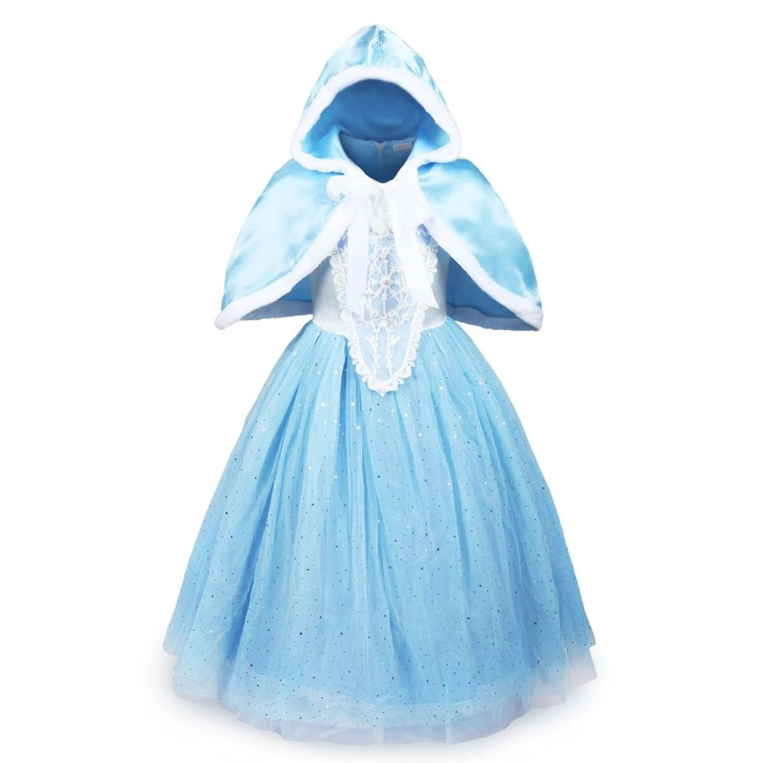 ELSA & ANNA Princess Costumes for Girls - Snow Queen Fancy Dress - Princess Dress Up - Girls Fancy Dress for Parties, Birthdays, Cosplay & Halloween - 7-8 Years (CNDR6)