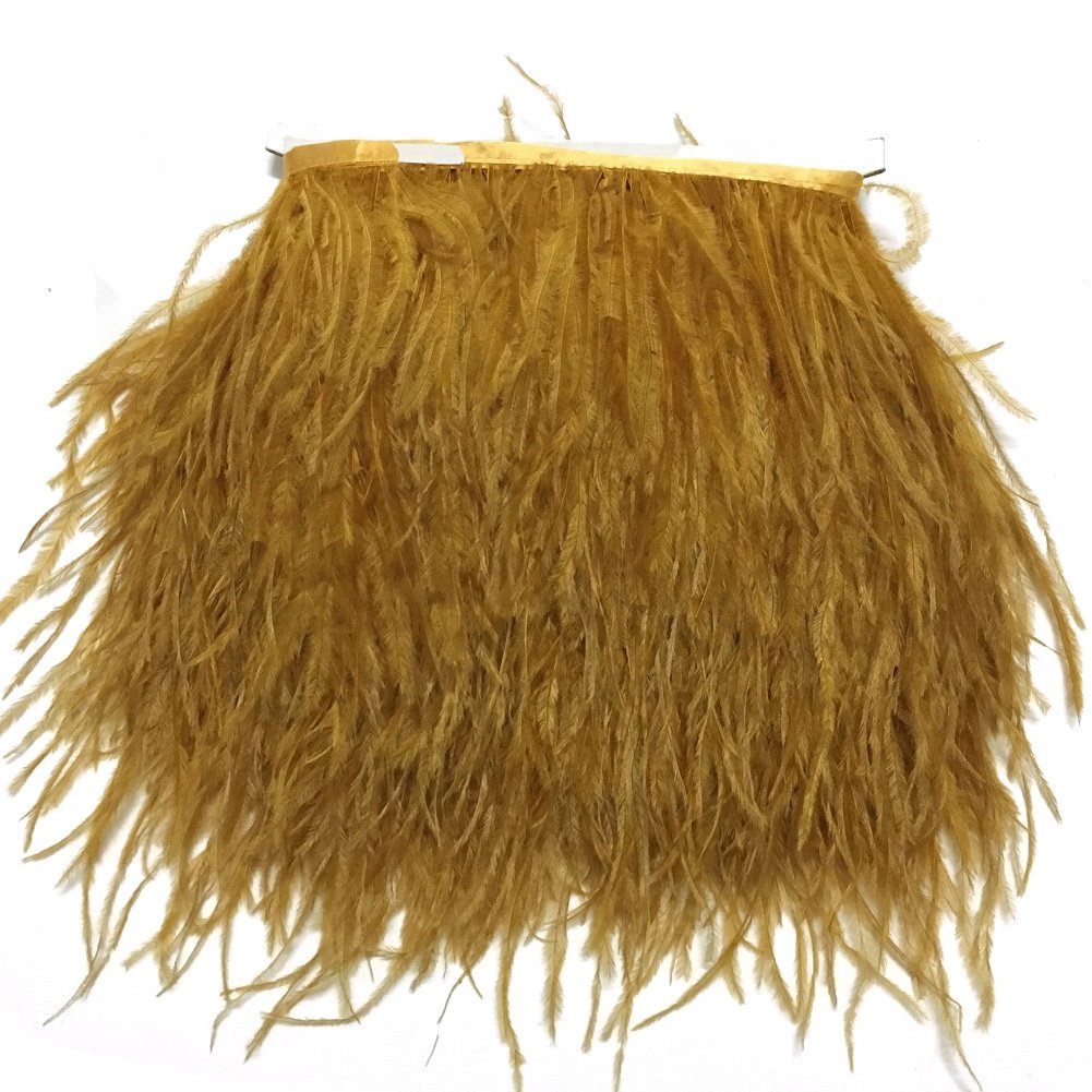KOLIGHT Pack of 9m Natural Dyed Ostrich Feathers 9~12cm Trim Fringe for DIY Dress Sewing Crafts Costumes Decoration (Gold)
