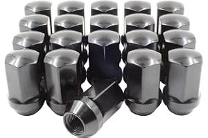 Wheel Accessories Parts 20 Pcs M14x1.5 14x1.5 Thread OEM Factory Style Lug Nuts 1.65" Long Black 7/8" 22mm Hex Fits Jeep Wran