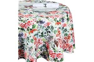 EHouseHome Indoor Outdoor Cornelia Tablecloth Water Resistant Spill Proof Fabric Floral Design Patio Table Cover for Kitchen,Parties,Holliday,Dinner (70",Round)