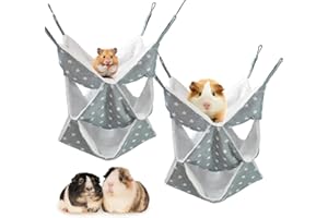 JJMOLLE 2Pcs 3 Tier Guinea Pig Hammock, Large Ferret Hammock, Rat Hammock for Cage, Guinea Pig Cage Accessories, Ferret Cage Accessories, Small Animal Hammock for Chinchilla, Hamster, Rabbit, Bunny