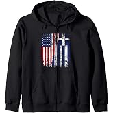 GREEK American Flag | Men Women Kids | GREECE Zip Hoodie