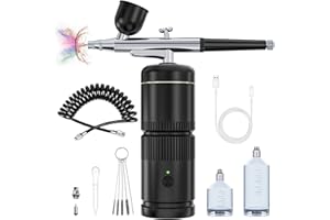 Rexley Airbrush Kit - Auto Handheld Airbush Gun Rechargeable Airbrush Compressor Nail Airbrush Machine - Airbrush Set Portable Wireless Air Brush for Nail Art Barber Makeup Model Painting Cake Decor…
