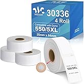Weemay 30336 FNSKU Barcode Labels, Compatible for DYMO LabelWriter 5XL 550 550 Turbo 4XL 450 Wireless 450 Duo, 1" x 2-1/8", 25mm x 54mm Label with RFID Chip, for Barcodes, 4 Rolls, 2000 Labels