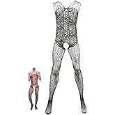 Men Lace Lingerie Sissy for Men Black Fishnet Lingerie Bodysuit Elastic One Piece Nightgown