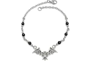 Bat Anklet - Vampire Ankle Bracelet - Goth, Halloween Jewelry (Adjustable 8.5-10")