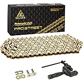 HILAKE 420H Motorcycle Chain 132 Links Non O-Ring with Connecting Master Link and Chain Breaker Heavy Duty Drive Chain for Motorcycle Bicycle Go Kart Mini Trail Bike