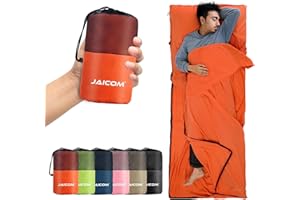 JAICOM Sleeping Bag Liner, Travel Sheets & Adult Sleep Sack, Ultralight and Portable Summer Sleeping Bag - Ideal for Backpacking, Hotels and Hostels, Business Trips, Camping
